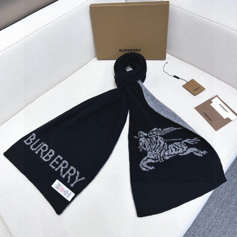 Burberry Black and Gray Scarf